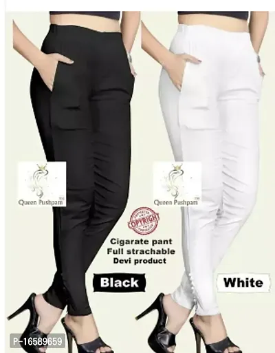 Stylish Cotton Solid Trousers Combo For Women Pack Of 2-thumb0
