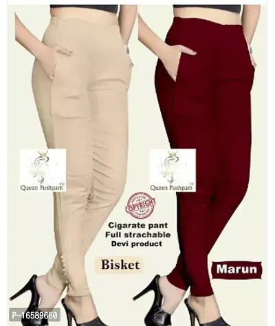 Stylish Cotton Solid Trousers Combo For Women Pack Of 2