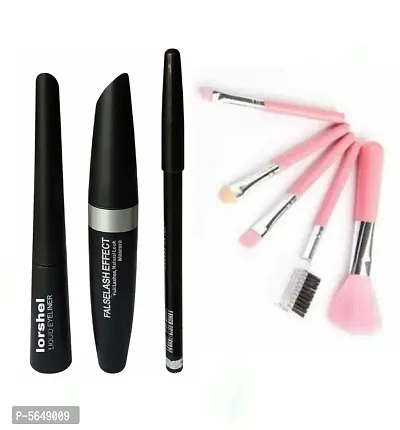 Eyebrow Pencil Black  Liquid EyeLiner  Mascara  ( 3in1  5 brush)