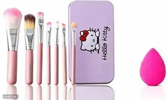 hello kitty print storage box and makeup Blending puff set of 7 brush