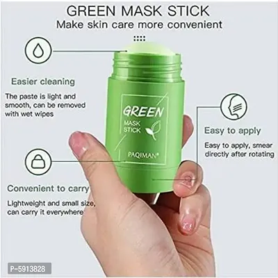 New Original Green Tea Purifying Clay Stick Mask Oil Control Anti-Acne Eggplant Solid Fine,Portable Cleansing Mask Mud Apply Mask, Green Tea Facial Detox Mud Mask (Green Tea) (40G)