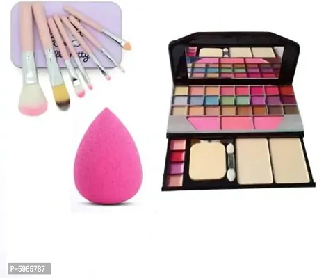 MULTICOLOUR BEAUTY BLENDER WITH TYA MAKEUP KIT AND 7 PIECES OF BRUSH  (3 Items in the set)-thumb0