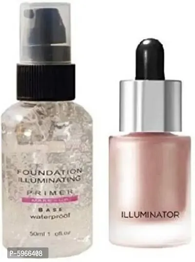 Perfect Makeup gel Primer  water proff Illuminator Liquid Highlighter  (2 Items in the set)