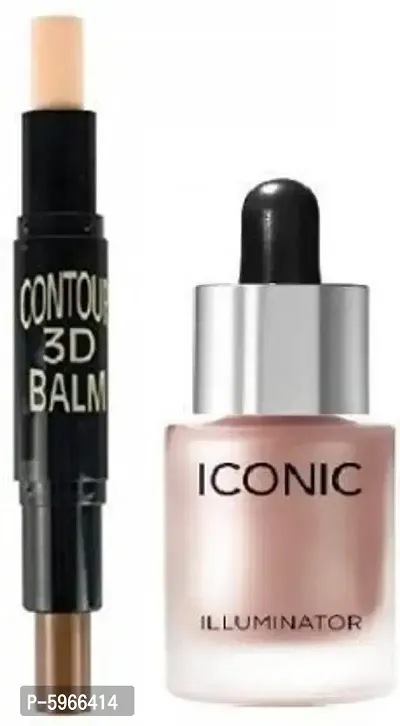 BEAUTIFUL FACE COMBO,2 IN 1 BB HIGHLIGHT AND 3D CONTOUR BALM STICK 6.2G,ICONIC LONDON ILLUMINATOR ULTRA SMOOTH SHINE WATERPROOF FACE AND BODY HIFHLIGHTER 3D GLOW SHINE FOR MEDIUM TO WHEATISH SKIN HIGH