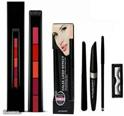 FAB 5 ( 5 IN 1 ) LIPSTICK PLUS EYEBROW PENCIL BLACK, EYELINER, MASCARA (3IN1) PLUS EYELASH (3 Items in the set)  (3 Items in the set)