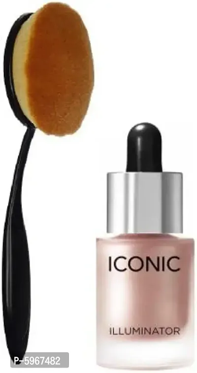 PROFECSSIONAL MAKEUP OVAL FOUNDATION BRUSH. OVAL MAKEUP FACE POWDER BLUSHER. ICONIC ILLUMINATOR BLOSSUM PARFECT MAKEUP COMBO KIT  (2 Items in the set)-thumb0