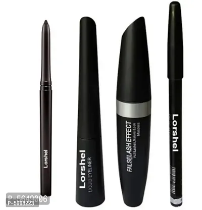 smudgeproof, waterproof and long lasting combo  1 eyeliner, 1 eyebrow pencil, 1 maskara (3 in 1)  + 1 kajal (total 4 items)