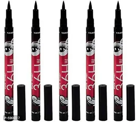 YANQINA waterproof liquid eye liner 36 hours stay pack of 5 15 g (Deep black) 10 ml  (black)