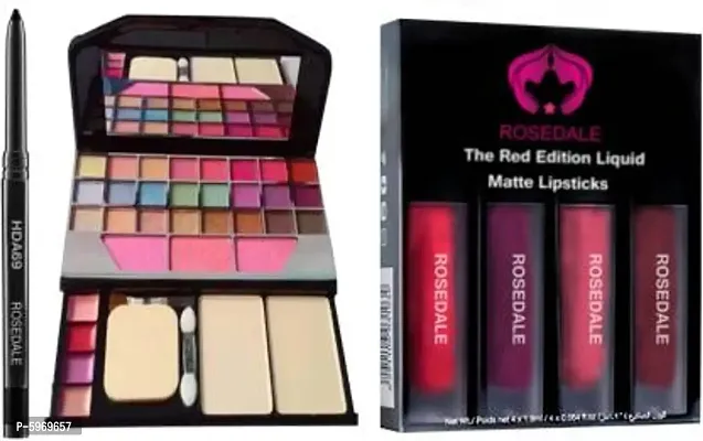 Smudge Proof HDA69 Makeup Beauty Kajal  6155 Professional Makeup Mini Kit  The Red Edition Liquid Matte Enrich Lipstick  (6 Items in the set)