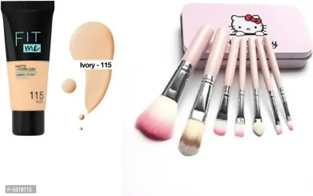 Matte+ Poreless Liquid Tube Foundation  Hello Kitty Mini Pink Makeup Brush Set (Pack of 7)  (2 Items in the set)