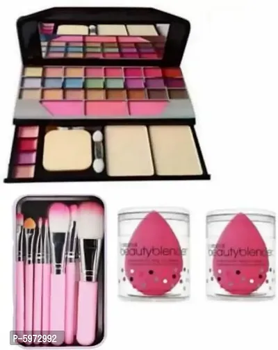 TYA 6155 makeup kit with 7 makeup pink brush set with 2 puff-thumb0
