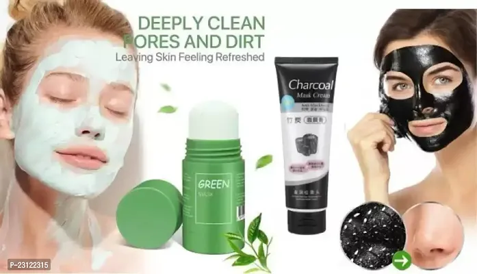 Green Mask Stick, Green Tea Purifying Clay Stick mask, Detoxing  Toning Face Mask Stick, Facial Oil Control, Deep Cleansing Pores Improving Skin, charcoal mask