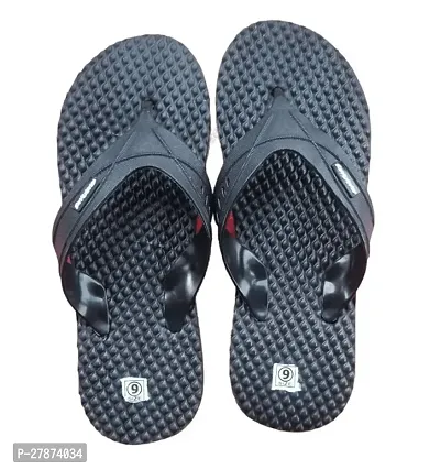 Stylish Black Rubber Dot Slippers For Men-thumb0