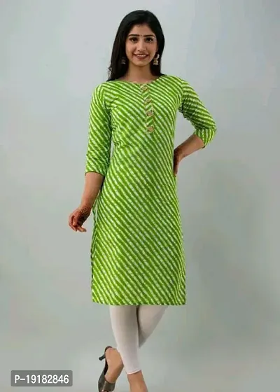 Elegant Green Leheriya Rayon Kurta For Women-thumb0