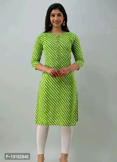 Elegant Green Leheriya Rayon Kurta For Women-thumb4