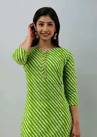 Elegant Green Leheriya Rayon Kurta For Women-thumb1