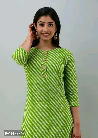 Elegant Green Leheriya Rayon Kurta For Women-thumb2