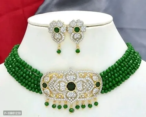 Elegant Green Pearl Jewellery Set For Women