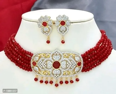 Elegant Red Pearl Jewellery Set For Women