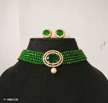 Elegant Green Pearl Jewellery Set For Women