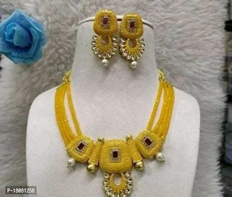 Elegant Golden Pearl Jewellery Set For Women-thumb0