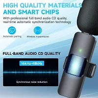 K8 Wireless Microphone Bluetooth Digital Mini Portable Recording Clip Mic with Receiver-thumb3