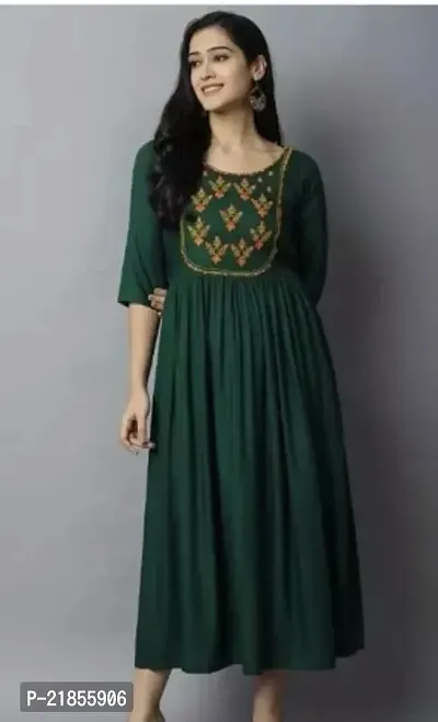 A-Line  Embroidered Cotton Kurta For Women
