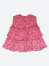 EBRY V-Neck Floral Printed Sleeveless Pink Color Cotton Fabric Dress for Kids (4-5)-thumb1