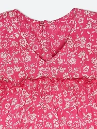 EBRY V-Neck Floral Printed Sleeveless Pink Color Cotton Fabric Dress for Kids (4-5)-thumb2