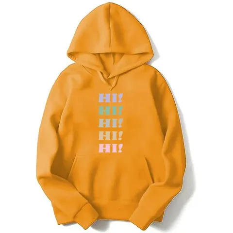 Womens Full Sleeves Hi Hi Hi Hooded Sweatshirt (Mustard)