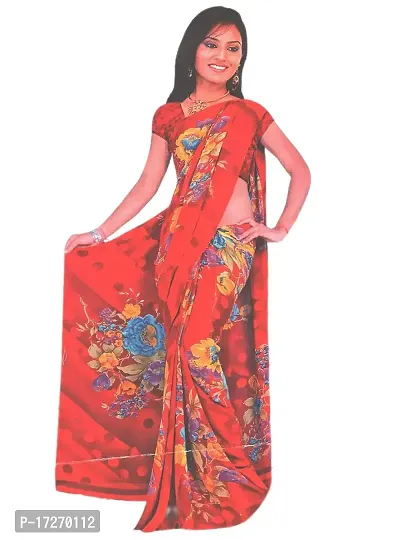 Marwadi Mohan Dot Floral Digital Print Saree (Red)