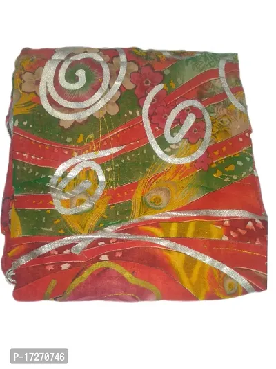 Marwadi Mohan Flower Printed with Less Saree with Blouse (Green Line)