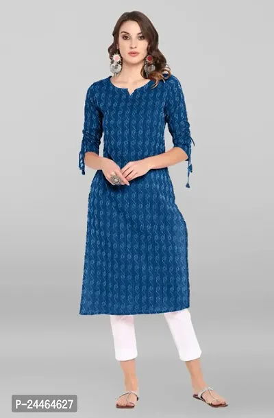 Beautiful Cotton Navy Blue Casual Kurta For Women-thumb0