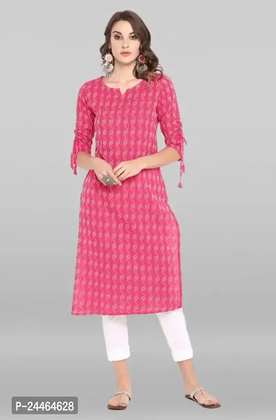 Beautiful Cotton Pink Casual Kurta For Women-thumb0