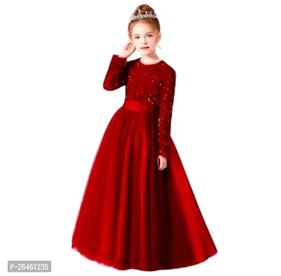 Alluring Red Net Solid Ethnic Gowns For Girls-thumb0