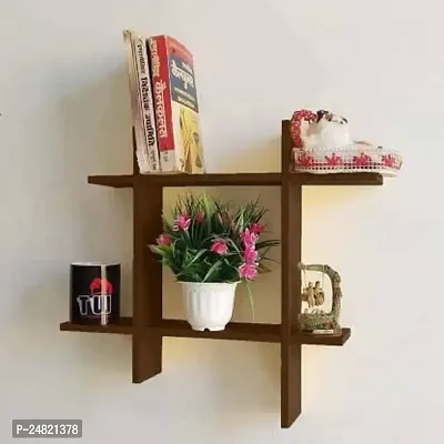 Solander Wooden Wall Shelves Book Shelf Floating Rack Hanging Mounted Storage Shelf for Home Decorative Items (Wall Shelves-Brown)