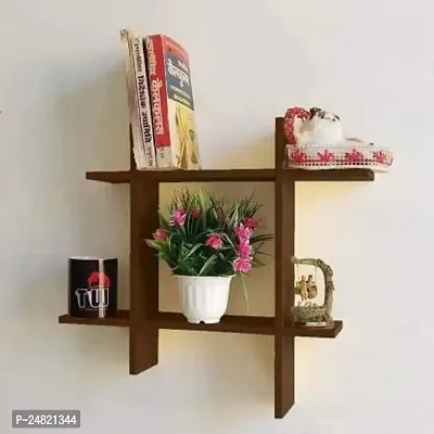 PIHU Enterprises Wooden Wall Shelves Book Shelf Floating Rack Hanging Mounted Storage Shelf for Home Decorative Items (Wall Shelves-Brown)