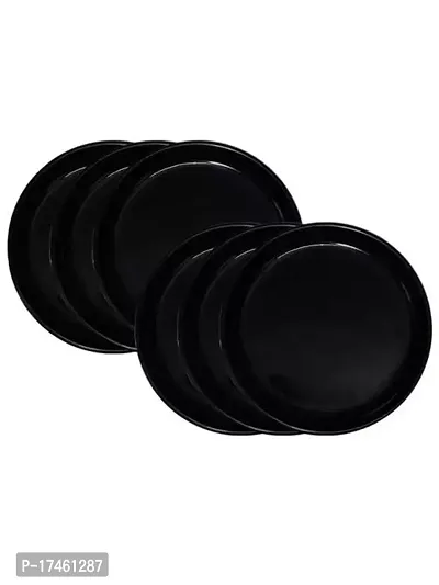 Set of 6 Matt Black Dinner Plates for Dining Table Decor Home and Kitchen Microwave Safe Melamine (11 Inch)