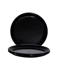 Set of 6 Matt Black Dinner Plates for Dining Table Decor Home and Kitchen Microwave Safe Melamine (11 Inch)-thumb1