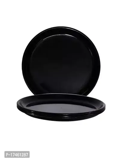 Set of 6 Matt Black Dinner Plates for Dining Table Decor Home and Kitchen Microwave Safe Melamine (11 Inch)-thumb2