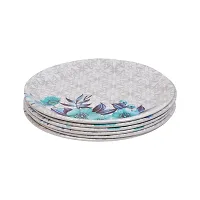 DRIZLING 11 INCH Flower Design Melamine Plates for Lunch, Dinner and Breakfast Attractive Serving Party Plates (Set of 6)-thumb1