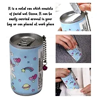 Mini Portable Wet Wipes Tissue Can for Cleaning Face Body for Kids Women and Men pack of 2, 60 piece Mini tissue can(Random Color Send)-thumb3