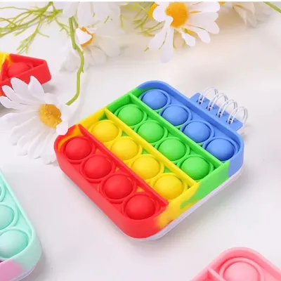 SQUARE POP IT FIDGET SPIRAL NOTEBOOK BUBBLE PUSH POP FIDGET SILICON TOY BOOK STRESS RELIEF ANXIETY SCHOOL STATIONERY NOTEBOOK