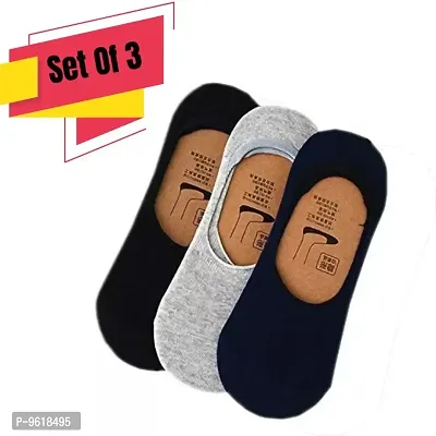 Trendy Mens Invisible Cotton socks (Pair Of 3) (Multicolor) socks combo pack Men and Women Socks / Unisex loafer socks/ Low Cut Socks for Men and Women-thumb0