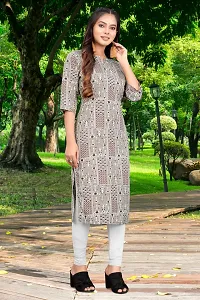 Straight Multicoloured Printed Crepe Kurta-thumb1