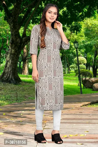 Straight Multicoloured Printed Crepe Kurta-thumb2