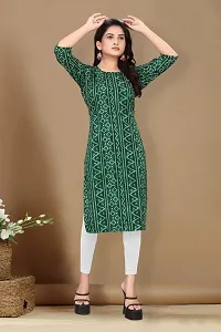 Straight Green Printed Crepe Kurta-thumb1