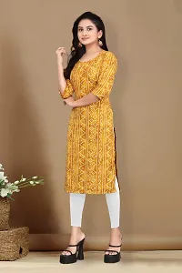 Straight Yellow Printed Crepe Kurta-thumb1