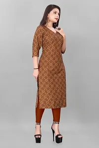 Straight Brown Printed Crepe Kurta-thumb2