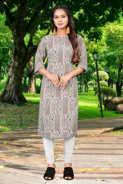 Stylish Straight Crepe Solid Kurti